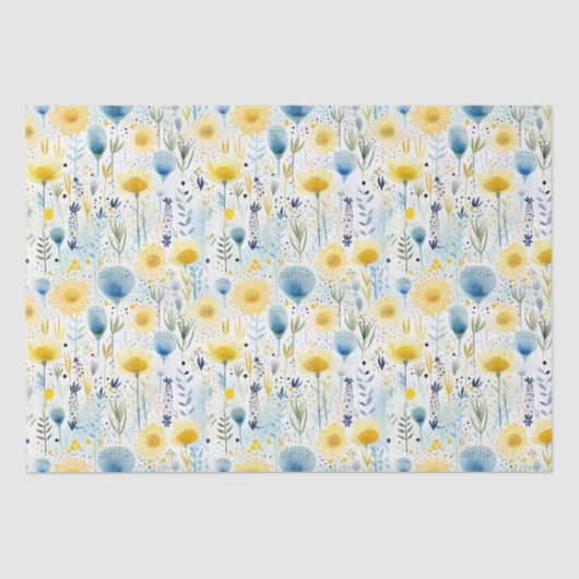 Blau-Gelb und blau-botanisch Seidenpapier (Vorderseite)