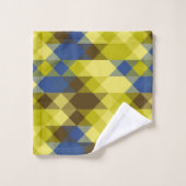 Blau Gelb und braun geometrisch Badhandtuch Set (Waschlappen)