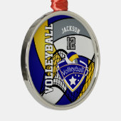*Blau, Gelb und Grau Persönliches Volleyball-Logo Ornament Aus Metall (Rechts)