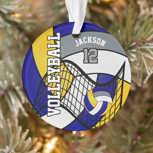 Blau, Gelb und Grau-Volleyball Ornament (Baum)
