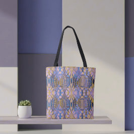 Blau, Gelb und Lila Batik-Stil Tasche
