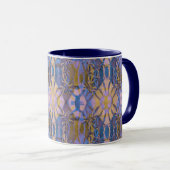 Blau, Gelb und Lila Batik-Stil Tasse (VorderseiteRechts)