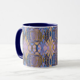 Blau, Gelb und Lila Batik-Stil Tasse