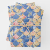Blau, Gelb und Silber Meerjungenskala Geschenkpapier Set (Beispiel)