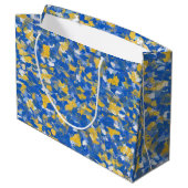 Blau, Gelb und Weiß Große Geschenktüte (Rückseite Schrägansicht)