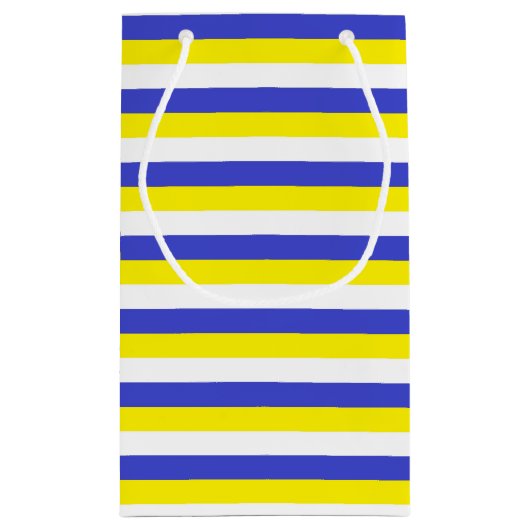 Blau, Gelb und Weiß Streifen Kleine Geschenktüte (Rückseite)