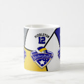 Blau, Gelb, Weiß und Grau Kaffeetasse (Mittel)