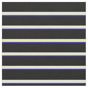 Blau, Gelb, Weiß und Schwarz Streifen Muster Stoff
