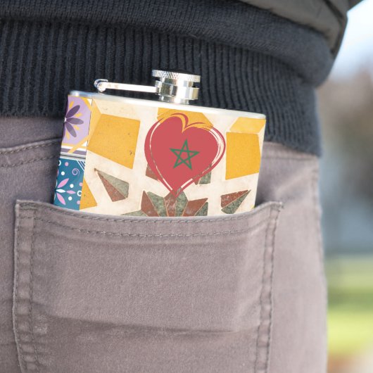 Blau & Gelb Zellij Mosaikmuster Flachmann (Beispiel)