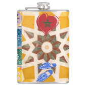 Blau & Gelb Zellij Mosaikmuster Flachmann (Vorderseite)