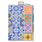 Blau & Gelb Zellij Mosaikmuster Flachmann (Rückseite)