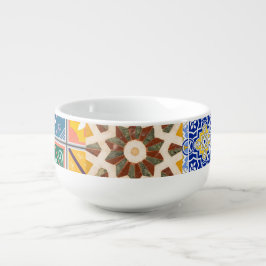 Blau & Gelb Zellij Mosaikmuster Große Suppentasse