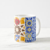 Blau & Gelb Zellij Mosaikmuster Kaffeetasse (VorderseiteRechts)