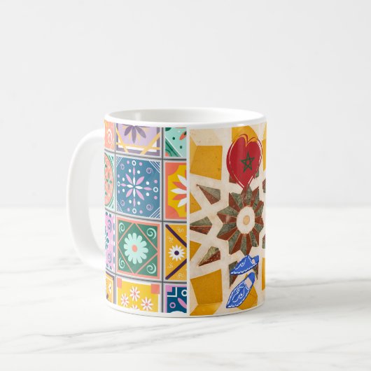 Blau & Gelb Zellij Mosaikmuster Kaffeetasse (Vorderseite Links)