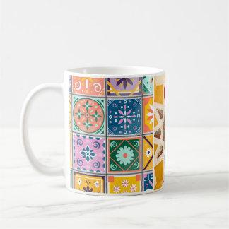 Blau & Gelb Zellij Mosaikmuster Kaffeetasse