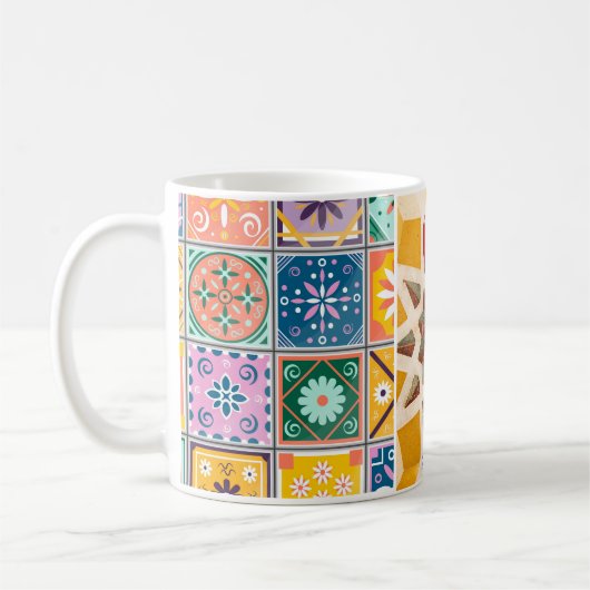 Blau & Gelb Zellij Mosaikmuster Kaffeetasse (Links)