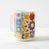 Blau & Gelb Zellij Mosaikmuster Kaffeetasse (Vorderseite Links)