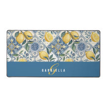 Blau Gelbe Aquarell-Limonen-Monogramm-Name