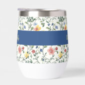 Blau Gelbe Aquarell-Wildblumen-Monogramm-Name (Rechts)