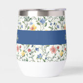 Blau Gelbe Aquarell-Wildblumen-Monogramm-Name (Links)