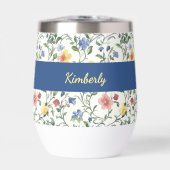 Blau Gelbe Aquarell-Wildblumen-Monogramm-Name (Vorderseite)