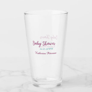 Blau gelbe Babyshower Name Datum Tier Ohr süß  Glas