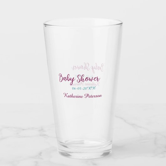 Blau gelbe Babyshower Name Datum Tier Ohr süß Glas (Vorderseite)