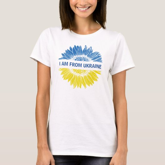 Blau/gelbe Blume Ich bin aus der Ukraine. Personal T-Shirt (Vorderseite)