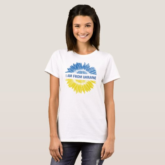 Blau/gelbe Blume Ich bin aus der Ukraine. Personal T-Shirt (Vorne ganz)