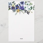 Blau-gelbe Blume personalisiert Briefpapier (Rückseite)