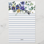 Blau-gelbe Blume personalisiert Briefpapier (Rückseite)