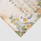 Blau, gelbe Blumen Vintages Musikblatt Ephemena Seidenpapier (Ausschnitt)