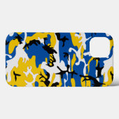 Blau-Gelbe Camouflage Case-Mate iPhone Hülle (Rückseite (Horizontal))