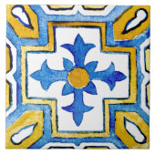 Blau-gelbe Farbe des Mittelmeers Fliese (Vorderseite)