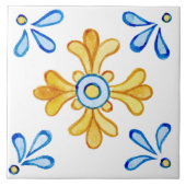 Blau-gelbe Fliese Aquarellfarbe (Vorderseite)