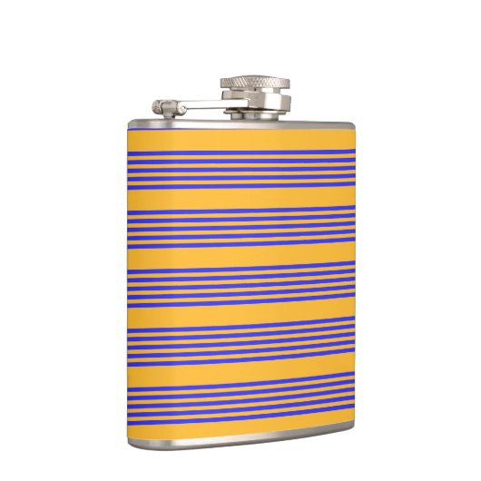 Blau-gelbe Fünf-Streifen-Muster Flachmann (Rechts)