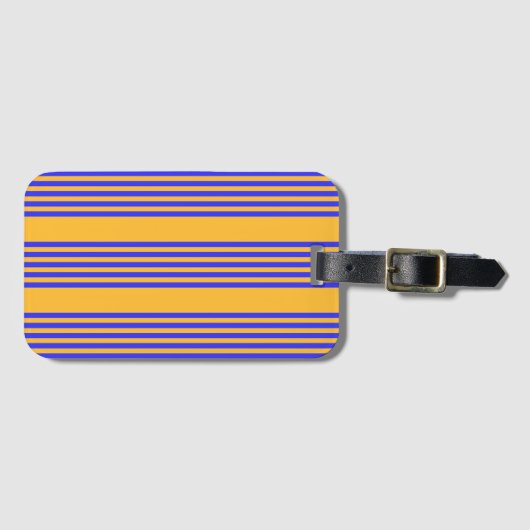Blau-gelbe Fünf-Streifen-Muster Gepäckanhänger (Vorderseite (Horizontal))