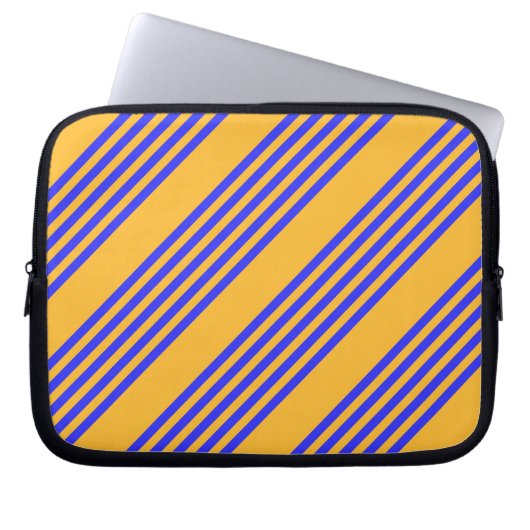 Blau-gelbe Fünf-Streifen-Muster Laptopschutzhülle (Vorderseite)