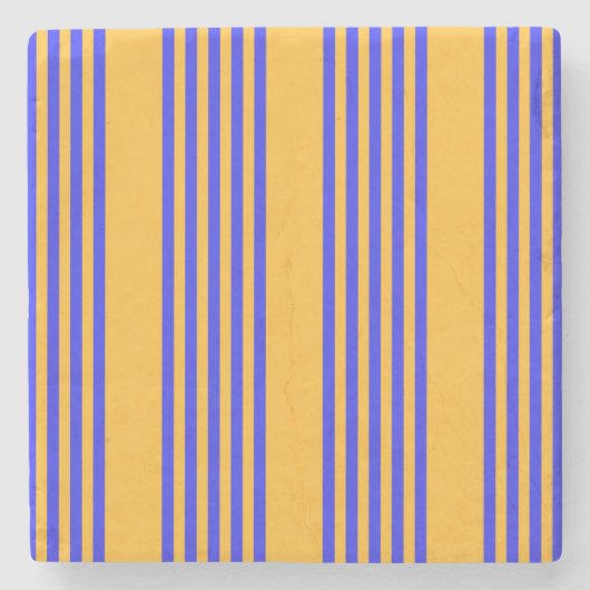 Blau-gelbe Fünf-Streifen-Muster Steinuntersetzer (Vorderseite)