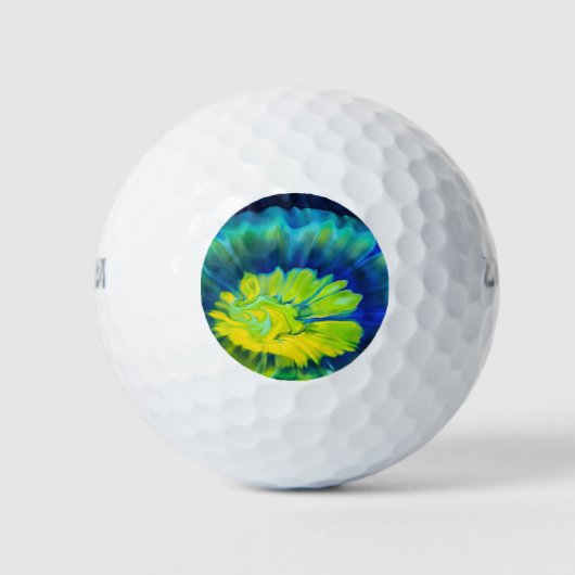 Blau-Gelbe Gefärbte Krawatte Golfball (Vorderseite)