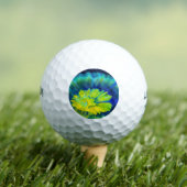 Blau-Gelbe Gefärbte Krawatte Golfball (Insitu T-Shirt)