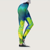 Blau-Gelbe Gefärbte Krawatte Leggings (Rechts)