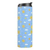 Blau-Gelbe Kawaii-Sunshine-Cloud-Monogramm Thermosbecher (Nach links gedreht)