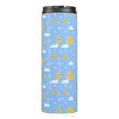 Blau-Gelbe Kawaii-Sunshine-Cloud-Monogramm Thermosbecher (Rückseite)
