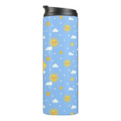 Blau-Gelbe Kawaii-Sunshine-Cloud-Monogramm Thermosbecher (Nach rechts gedreht)