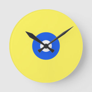 Blau-gelbe Kreise Akryllische Wall-Uhr Runde Wanduhr