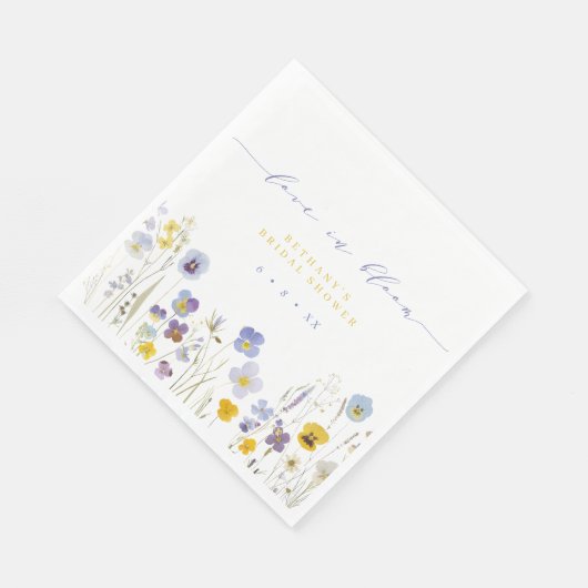 Blau-Gelbe Liebe im blutblühenden Brautparty Serviette (Ecke)