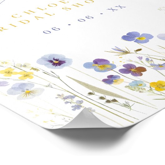 Blau-Gelbe Liebe im Brautparty Bloom Willkommen Poster (Ecke)