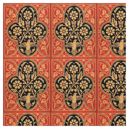 BLAU GELBE ROTE DAMASK-BLUME MIT DOVE STOFF (Muster)