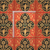 BLAU GELBE ROTE DAMASK-BLUME MIT DOVE STOFF (Kachel)